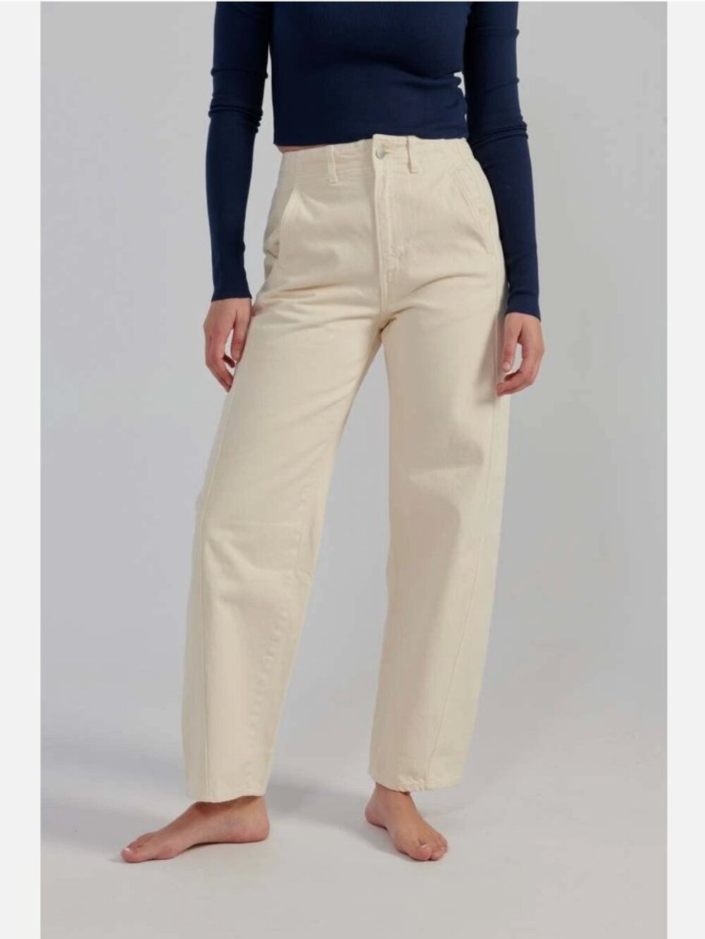 Apiece Apart Meridian Jeans Ecru Cotton Barrel Wide Leg High Rise Womens 28 NWT
